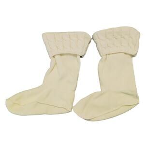 Aldi Cable Knit Boot Liners Thermal Fleece Winter Fall Socks Cream Womens Size 8